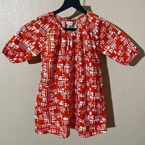 La Paloma Red and White Geometric Pattern House Dress